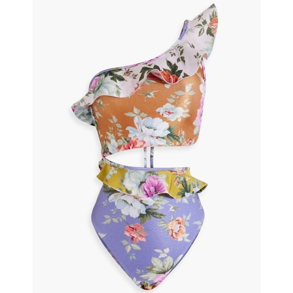 Zimmerman Pattie Cut Out Frill One-Piece Mixed Floral Swimsuit Size 8-10 US NWT - Picture 3 of 13